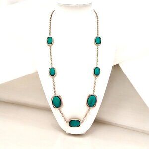 Banana Republic Framed Bead Necklace Lobster Closure Silver Tone